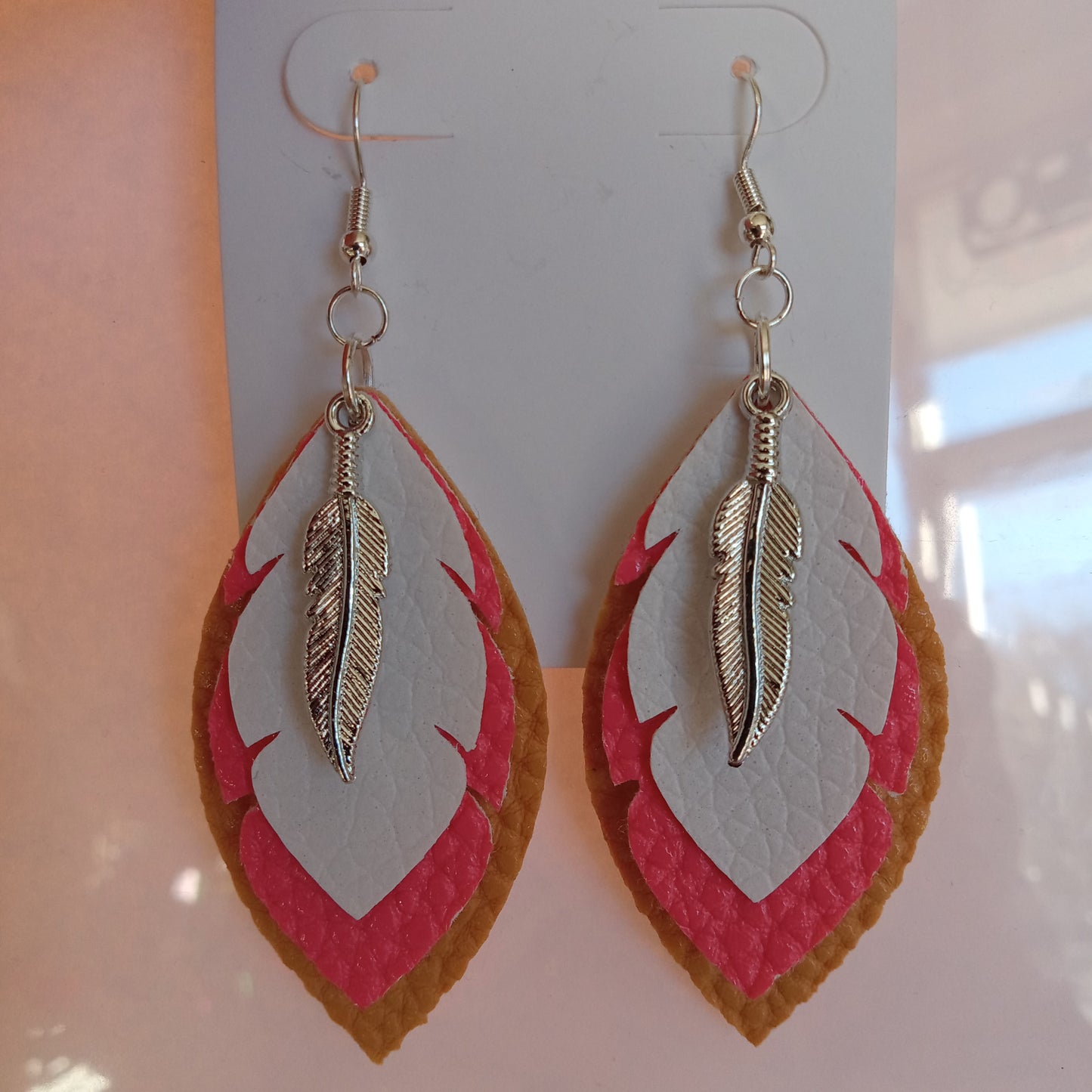 Faux Feather Leather Earrings