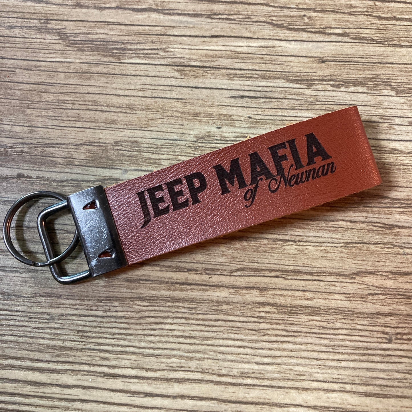 Jeep Mafia of Newnan Jeep Camp Weekend Leather Keychain