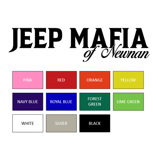 Jeep Mafia of Newnan Stickers 11 in x 2.7 in