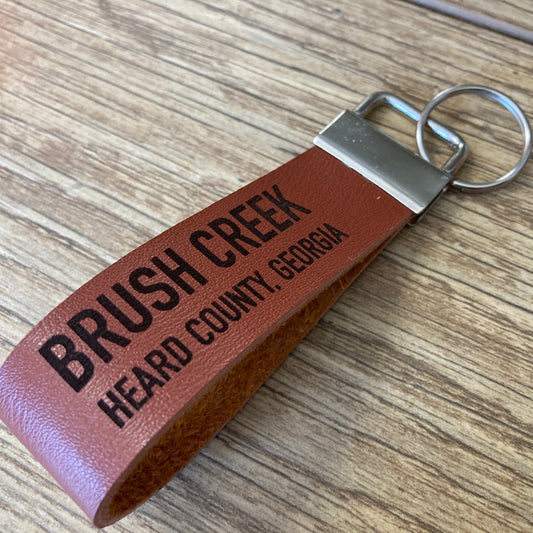 Brush Creek Park Leather Keychain