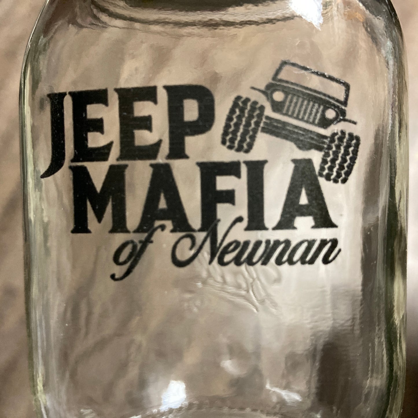 16 oz Ball Jar with Jeep Mafia of Newnan Engraved