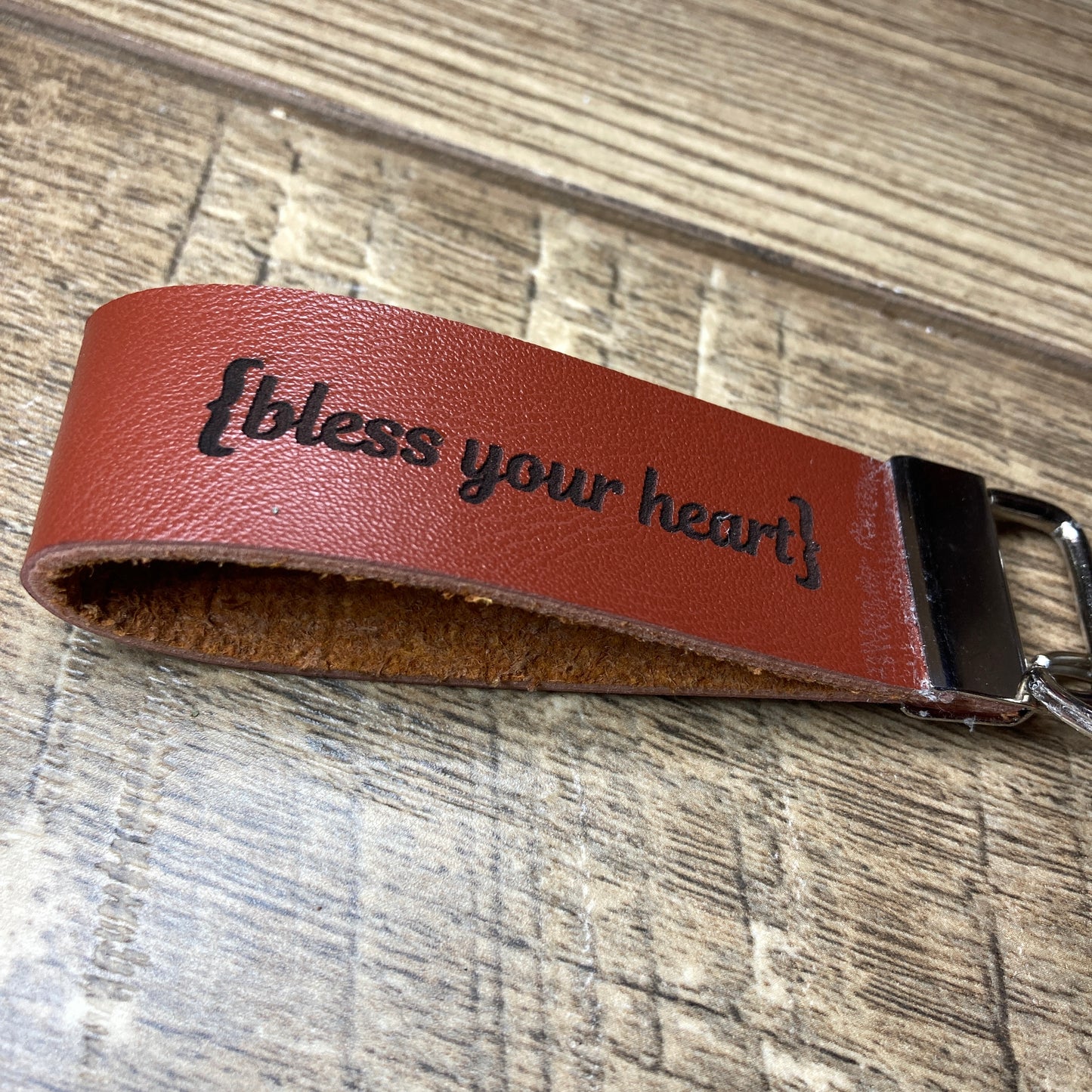 Bless Your Heart Leather Keychain