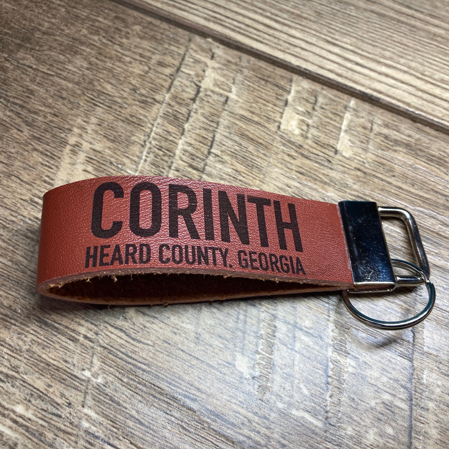 Corinth Georgia Leather Keychain