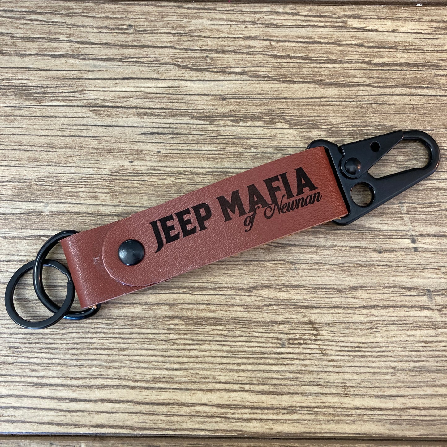 Jeep Mafia of Newnan Leather Keychain with Clip