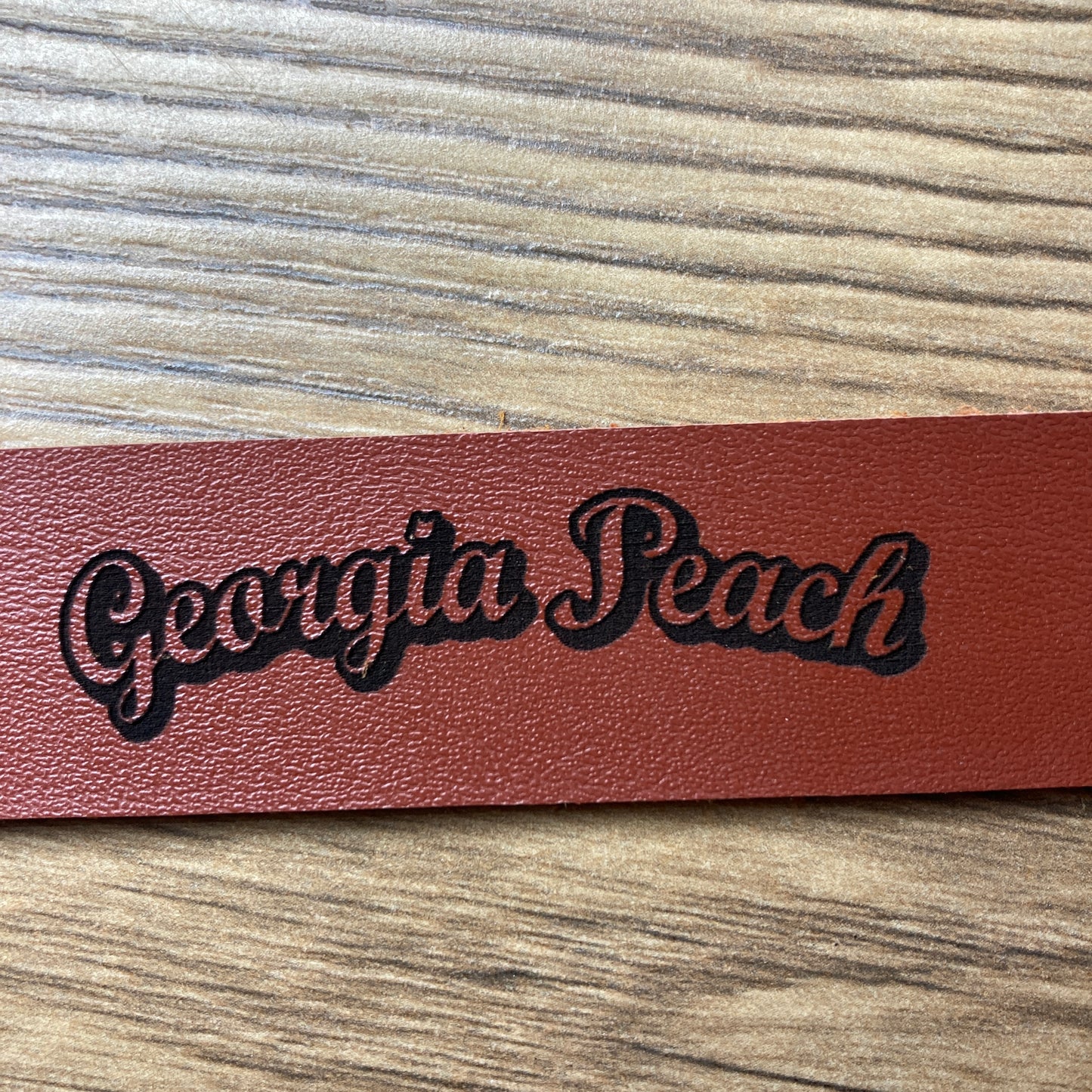 Georgia Peach Leather Keychain