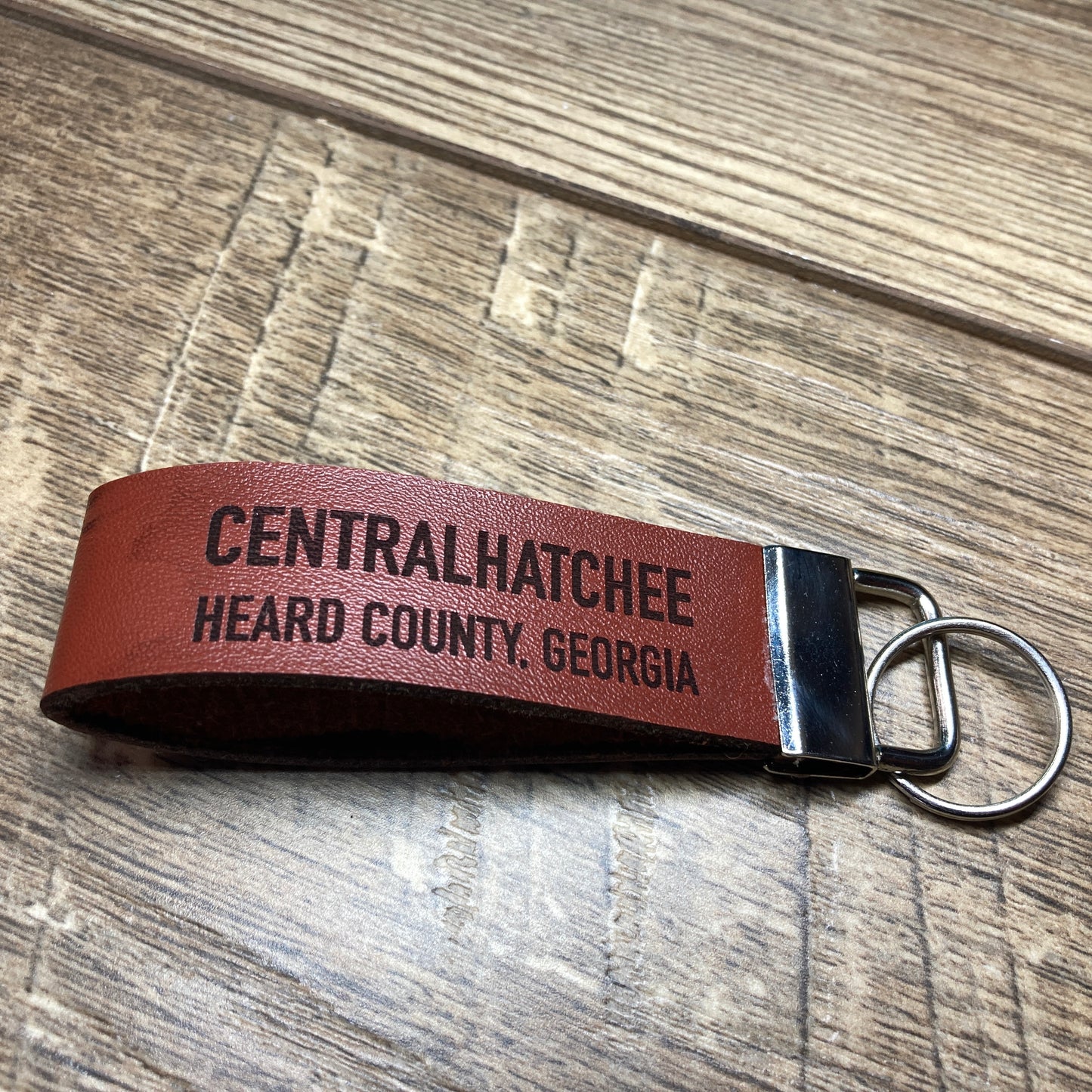 Centralhatchee Georgia Leather Keychain