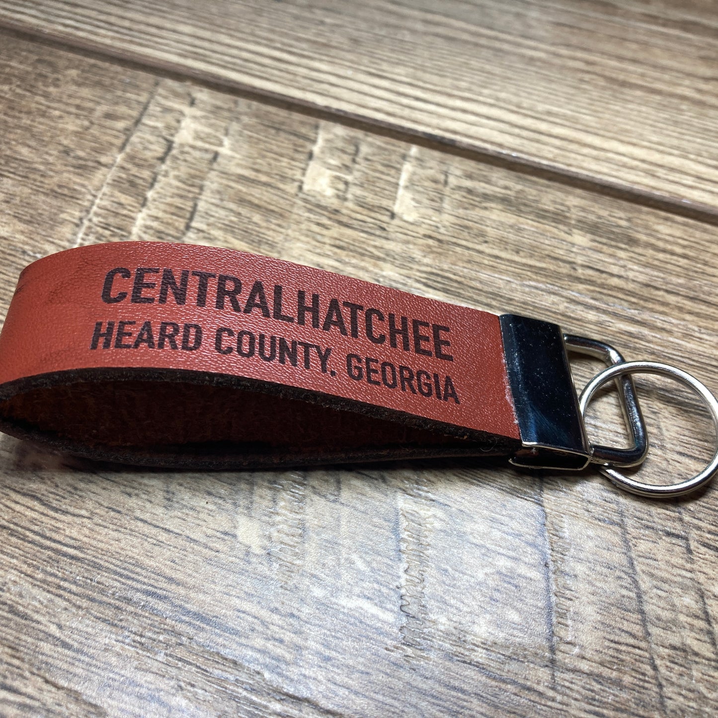 Centralhatchee Georgia Leather Keychain