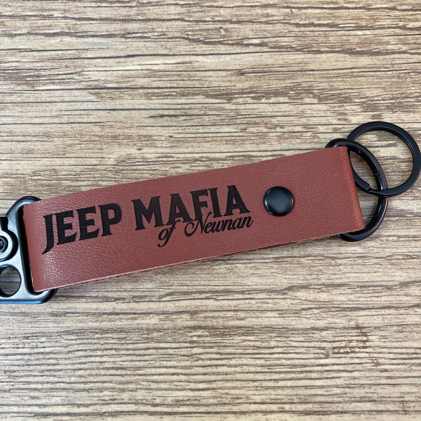 Jeep Mafia of Newnan Leather Keychain with Clip