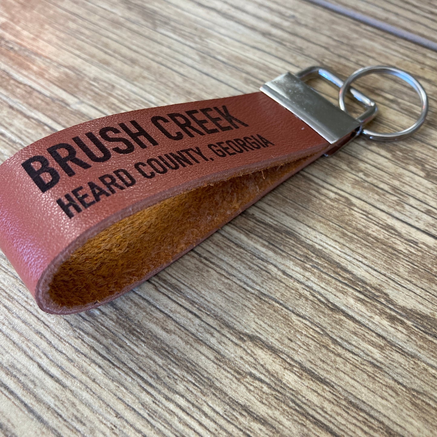 Brush Creek Park Leather Keychain