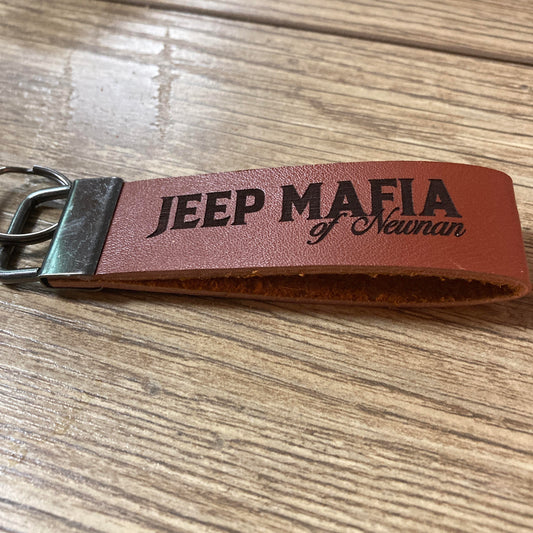 Jeep Mafia of Newnan Leather Keychain